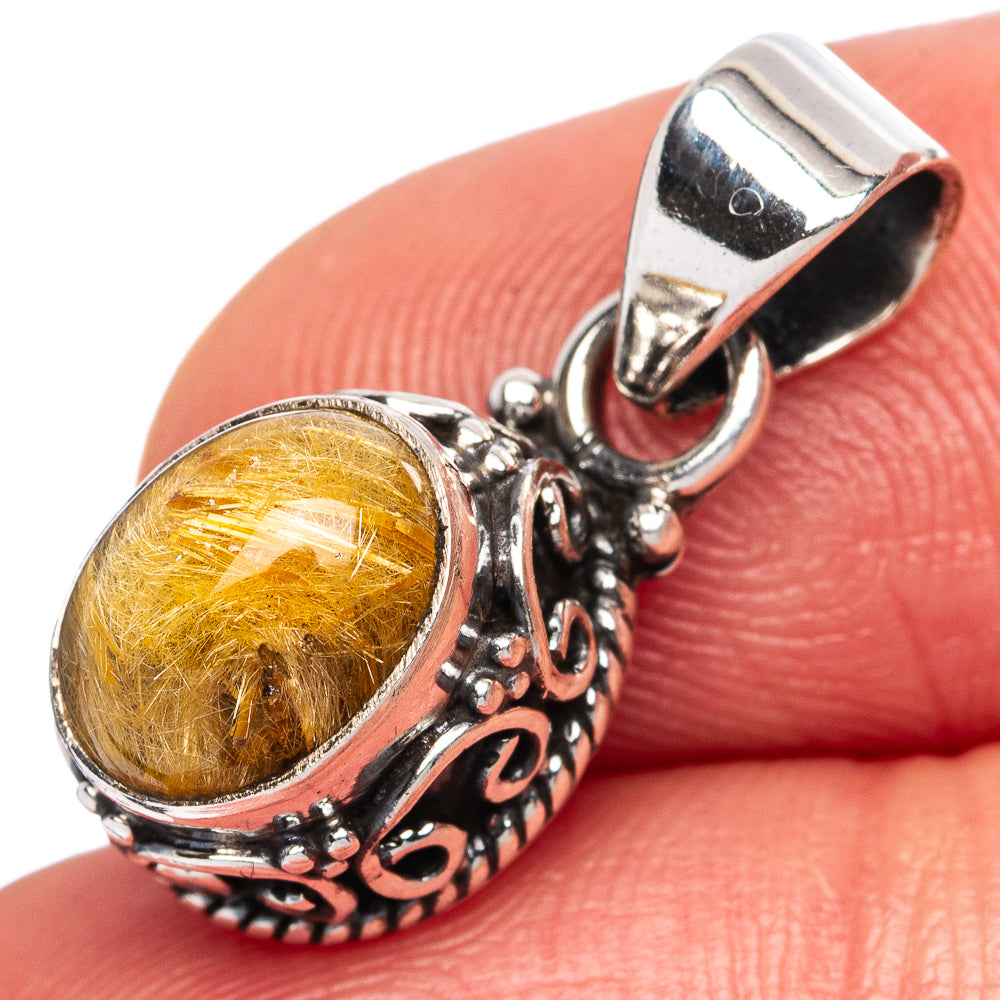 Rutilated Quartz Pendants 7/8" (925 Sterling Silver) P42343