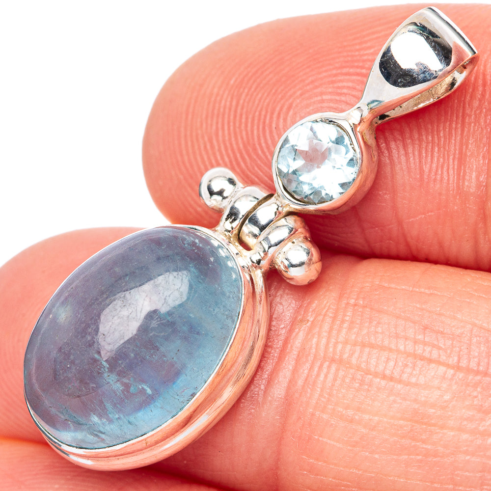 Aquamarine, Blue Topaz Pendant 1 1/4" (925 Sterling Silver) P42820