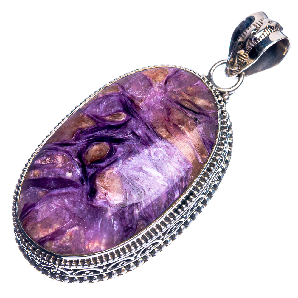 Charoite 925 Sterling Silver Pendant 2"