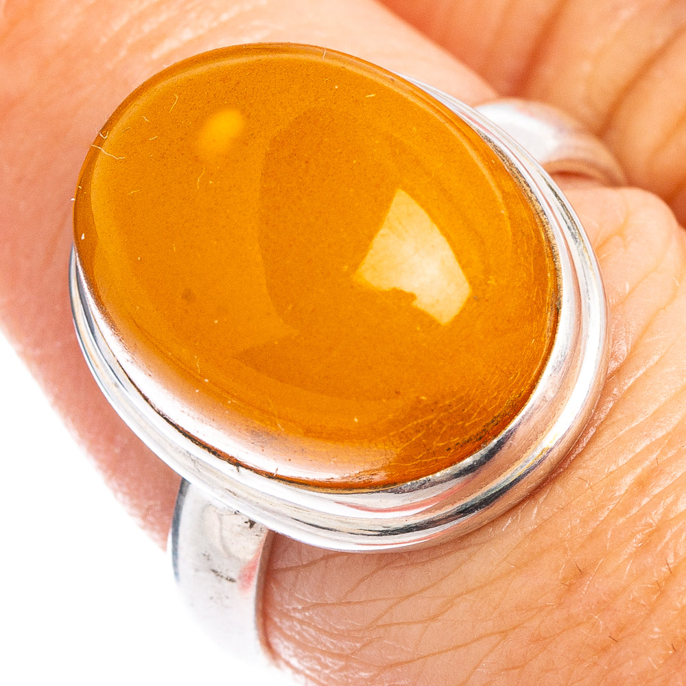 Bone Amber Ring Size 8 (.925 Sterling Silver)