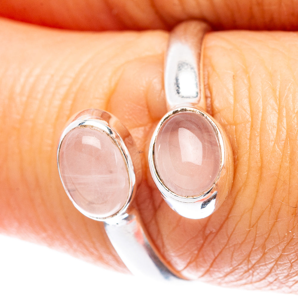 Rose Quartz Dainty Ring Size 7 Adjustable (925 Sterling Silver) R5705
