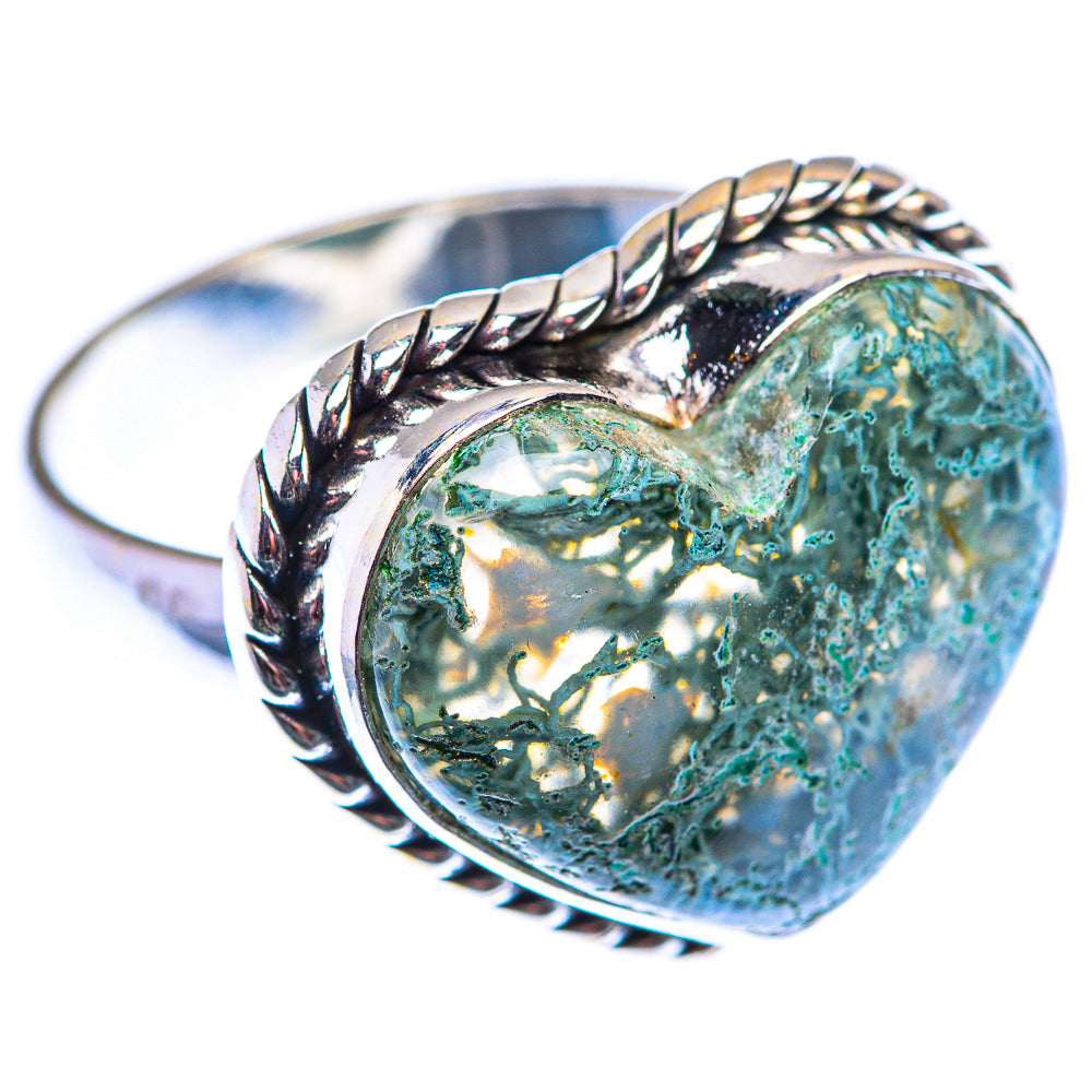 Green Moss Agate Ring Size 7.5 (925 Sterling Silver) RING140084