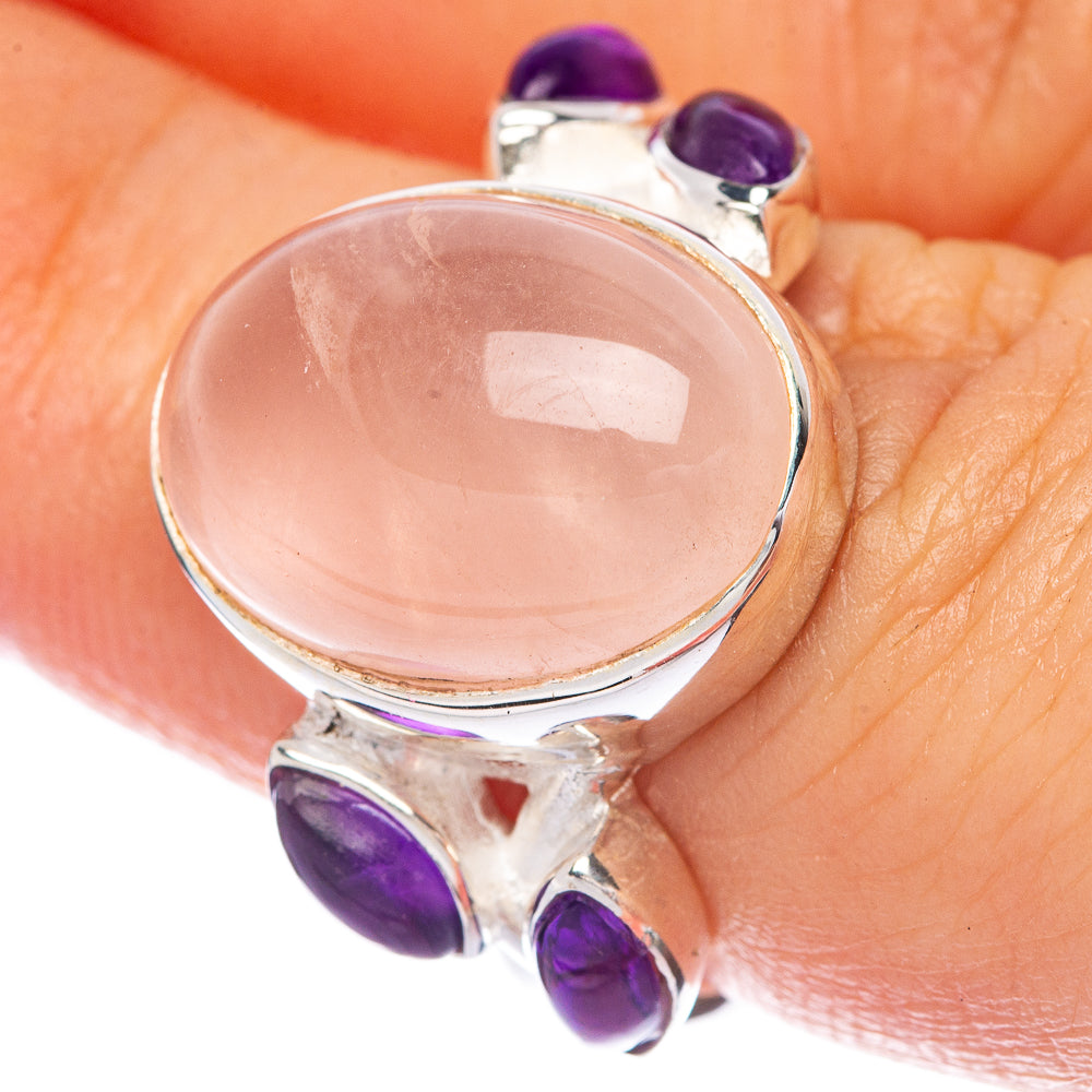 Rose Quartz, Amethyst Ring Size 6.75 (925 Sterling Silver) R144900