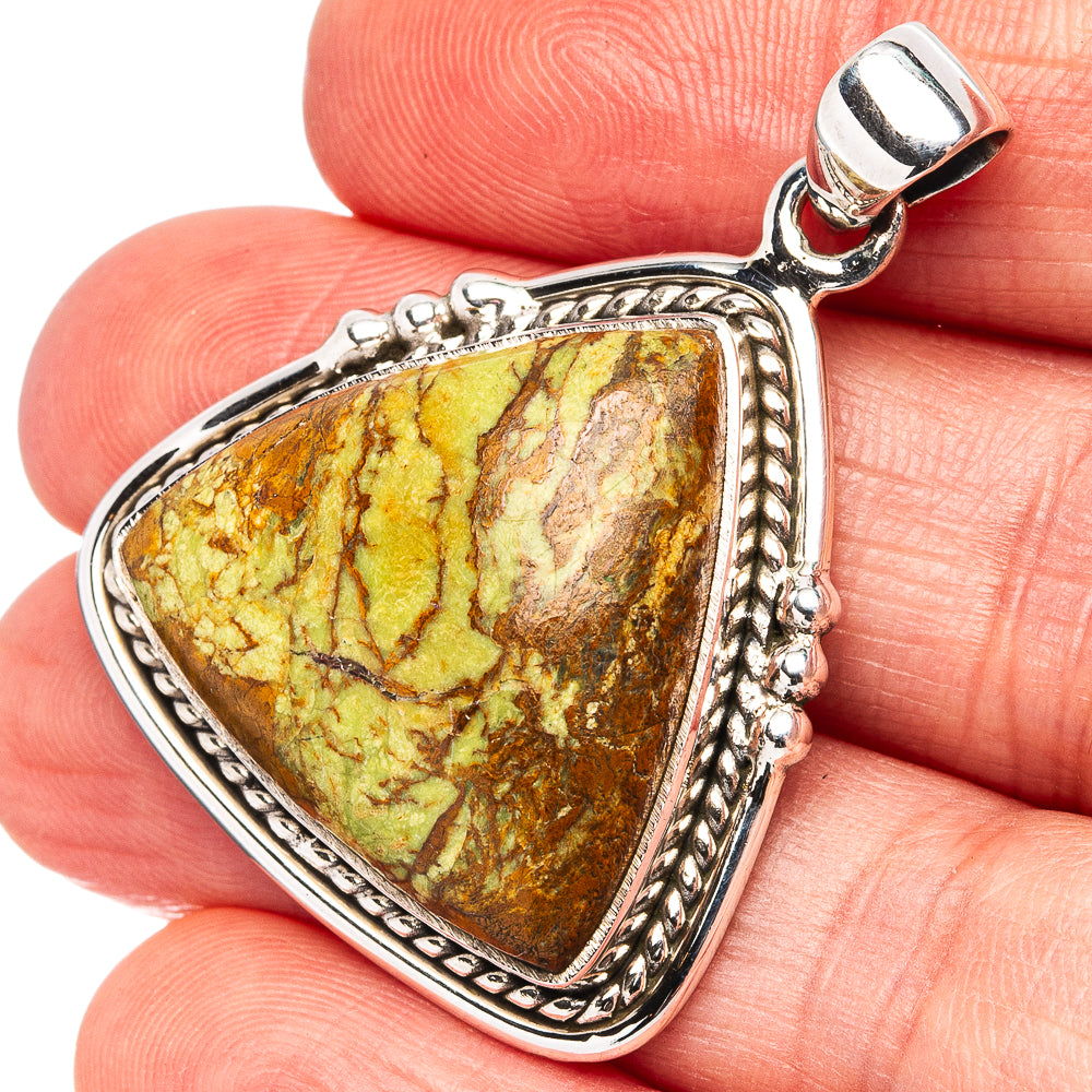 Premium Gaspeite Pendant 1 1/2" (.925 Sterling Silver)