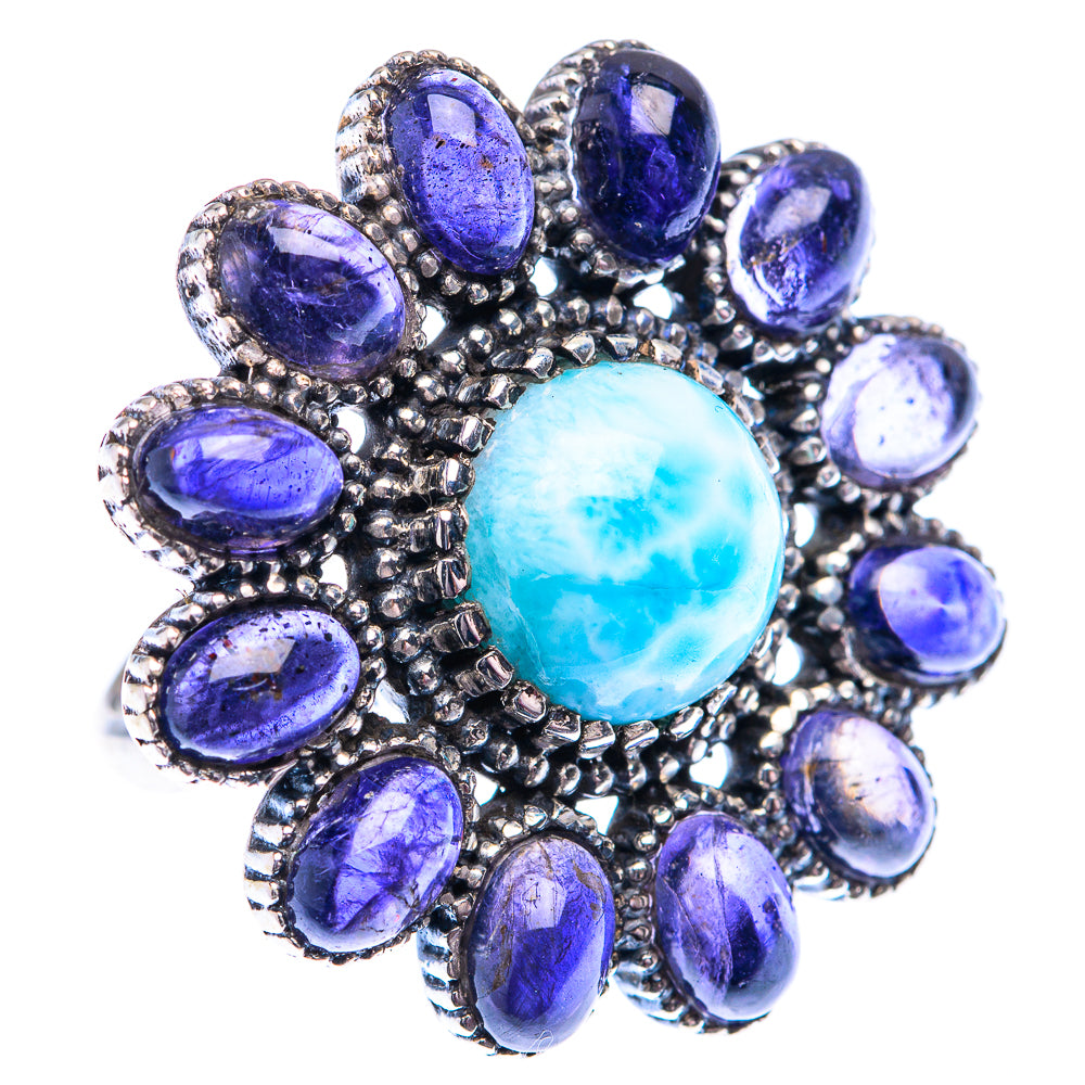 Large Larimar, Tanzanite 925 Sterling Silver Ring Size 6.5 (925 Sterling Silver) RING140434