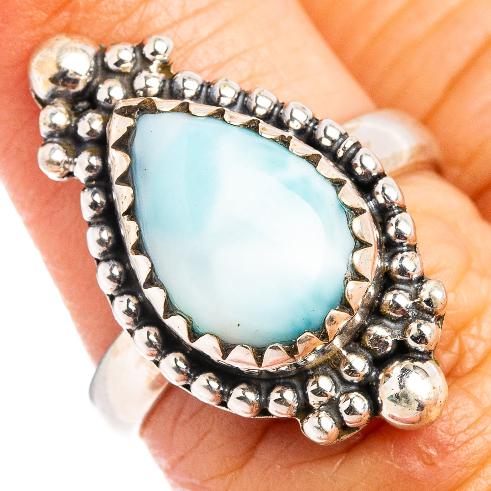 Rare Larimar Ring Size 6.75 (.925 Sterling Silver)
