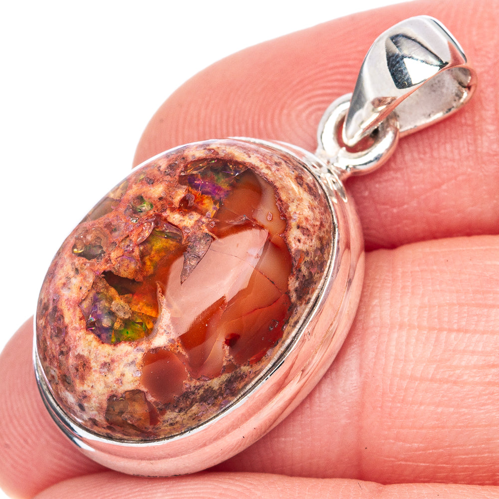 Rare Mexican Fire Opal Pendant 1 1/4" (925 Sterling Silver) P41972