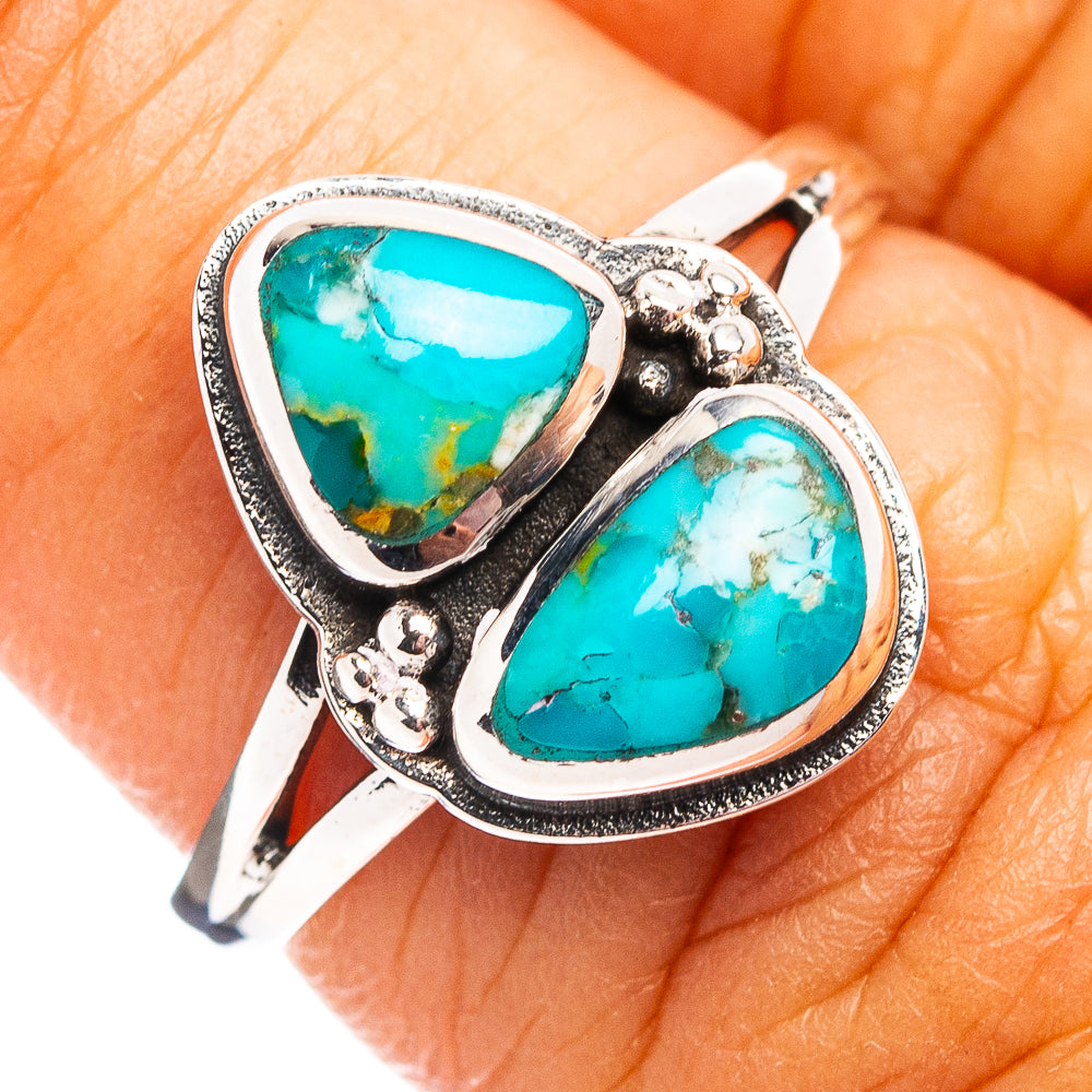 Native Style Mohave Turquoise Ring Size 6.5 (.925 Sterling Silver)