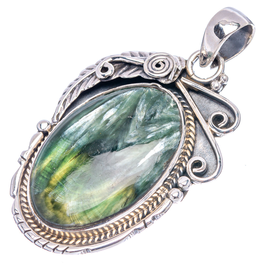 Premium Seraphinite Pendant 1 7/8" (.925 Sterling Silver)