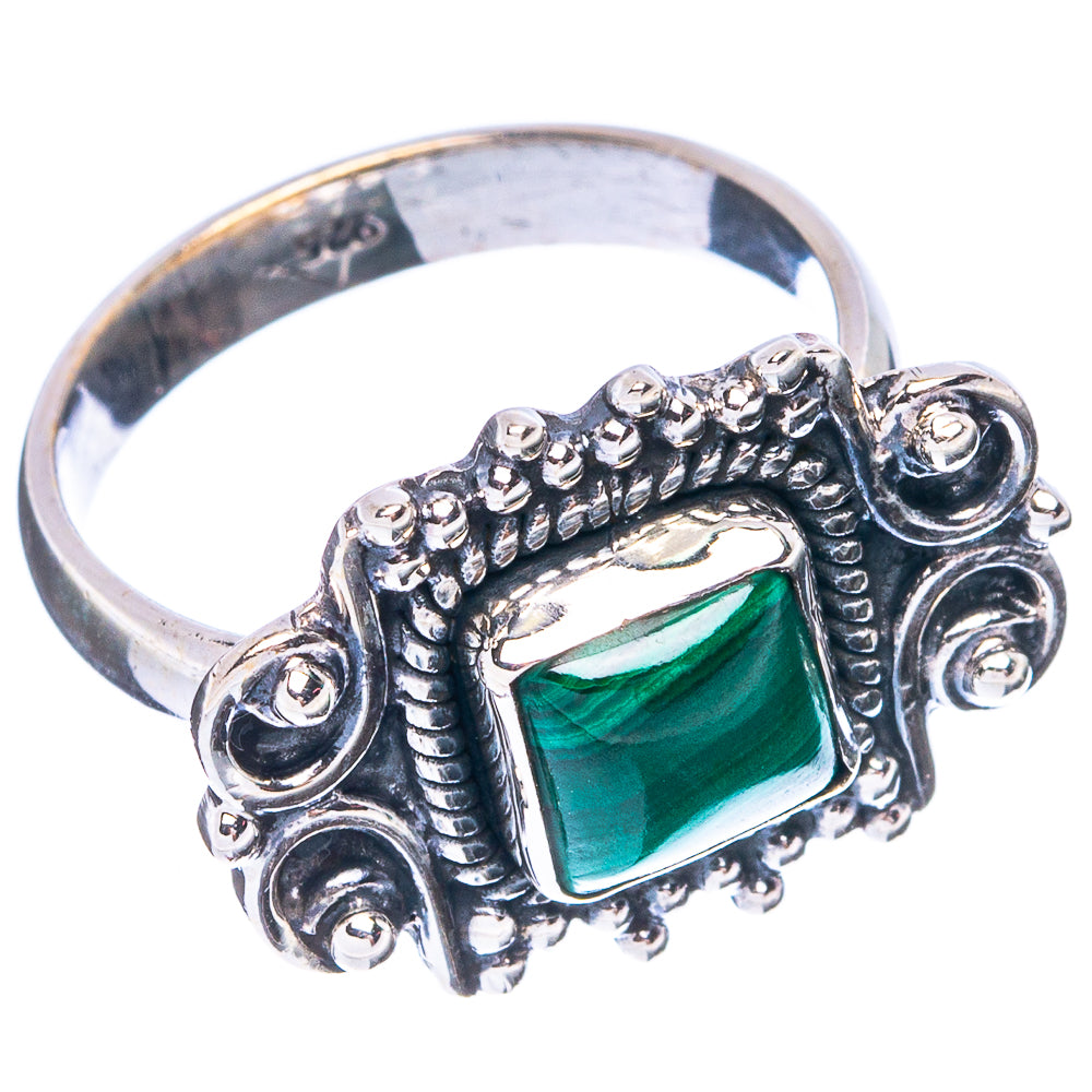 Malachite Dainty Ring Size 6.75 (925 Sterling Silver) R5204
