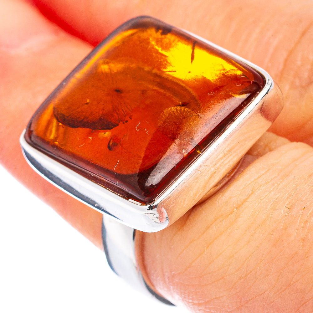 Baltic Amber Ring Size 5 Adjustable (.925 Sterling Silver)