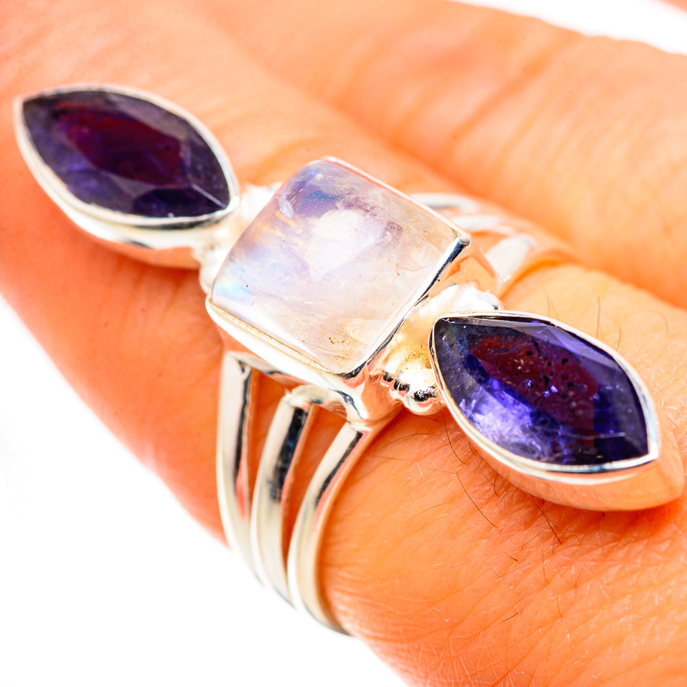Rainbow Moonstone, Tanzanite Ring Size 7.5 (925 Sterling Silver) RING135514
