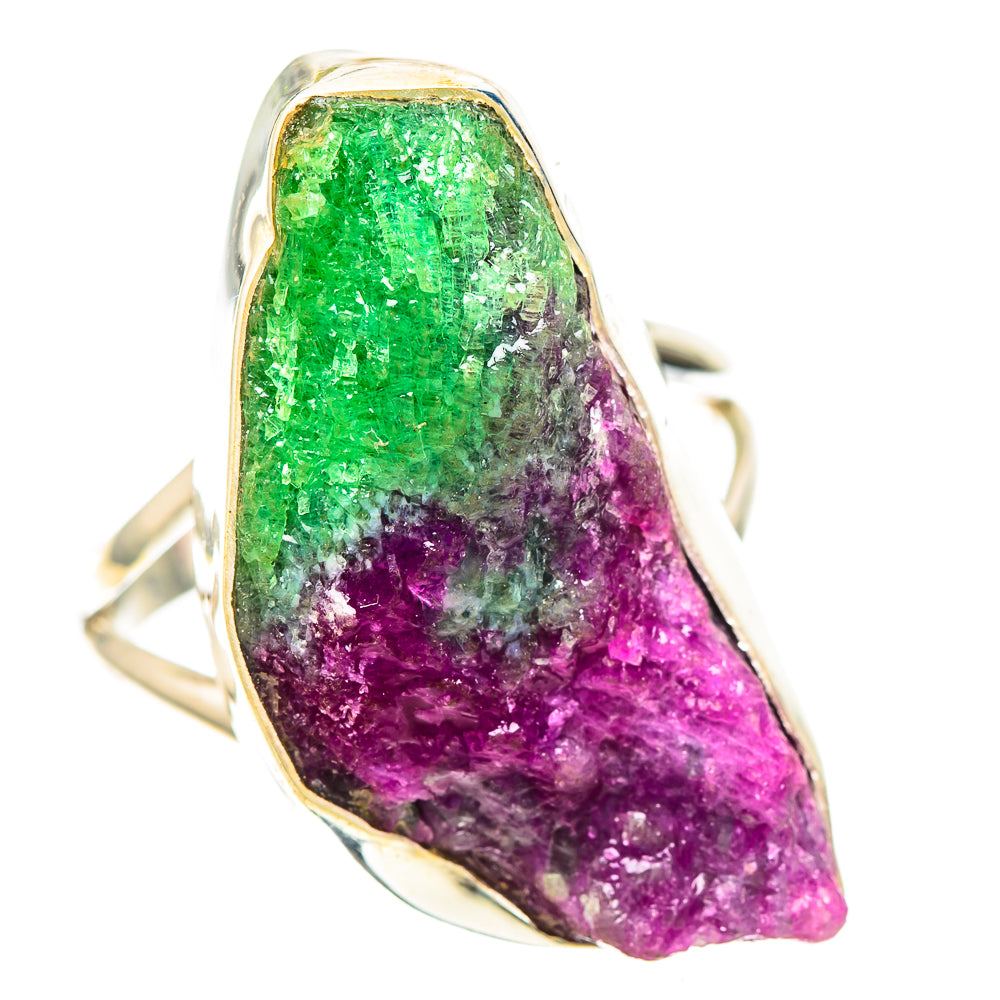 Large Rough Ruby Zoisite Ring Size 8 (925 Sterling Silver) RING137158