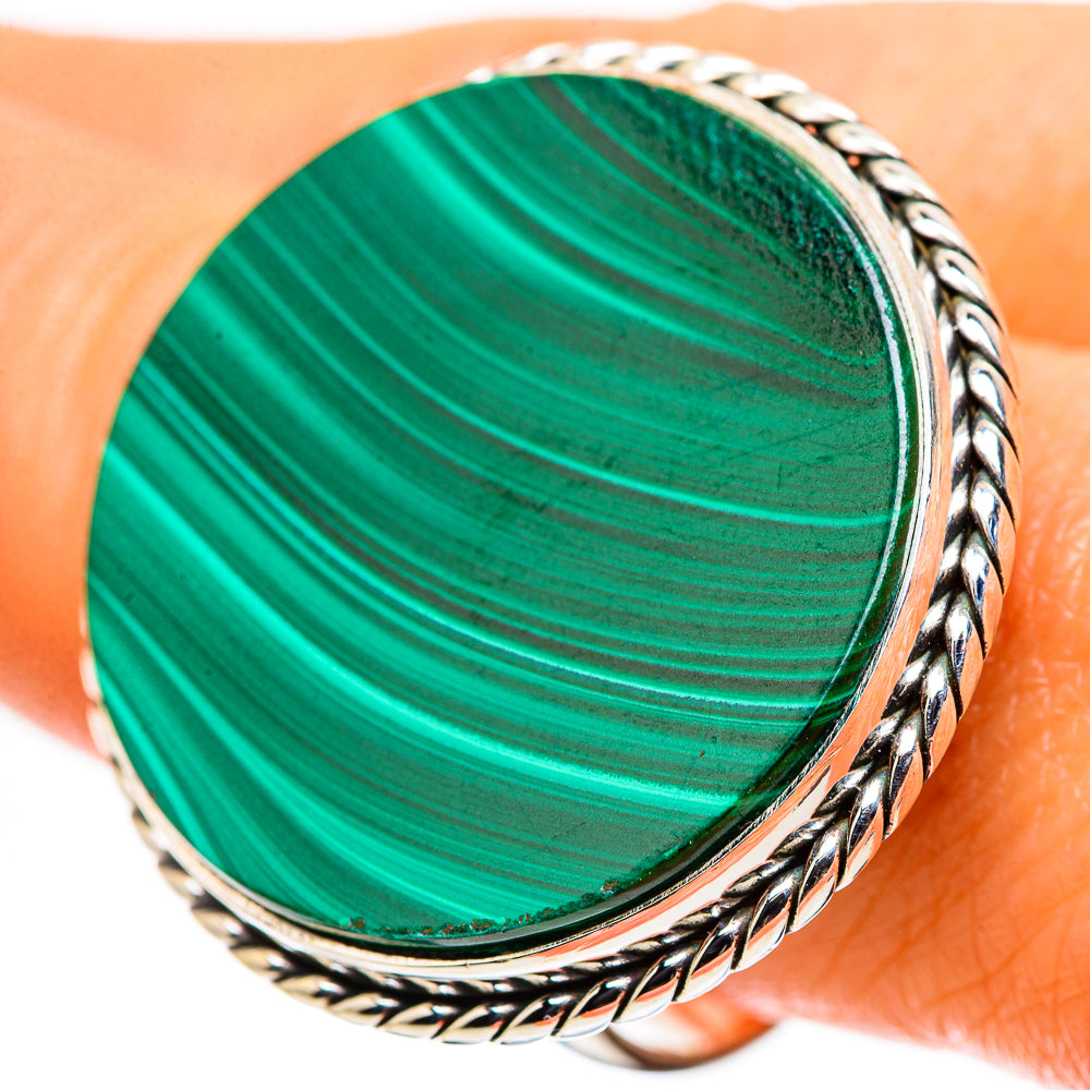 Huge Malachite Ring Size 10 (925 Sterling Silver) RING135732