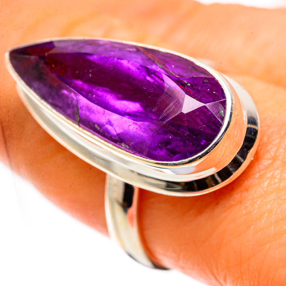 Anasilvercos Faceted Amethyst Ring Size 8 (925 Sterling Silver)