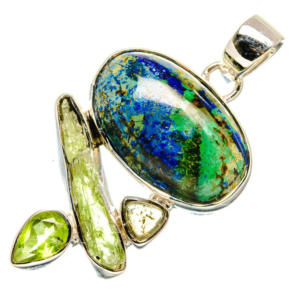 Chrysocolla, Peridot Pendant 1 3/4" (925 Sterling Silver) PD36306