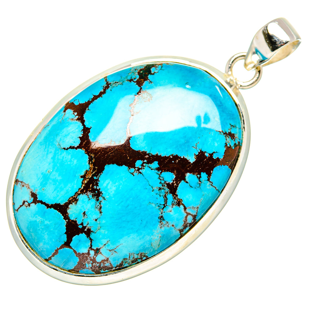 Tibetan Turquoise Pendant 2" (925 Sterling Silver) PD36849