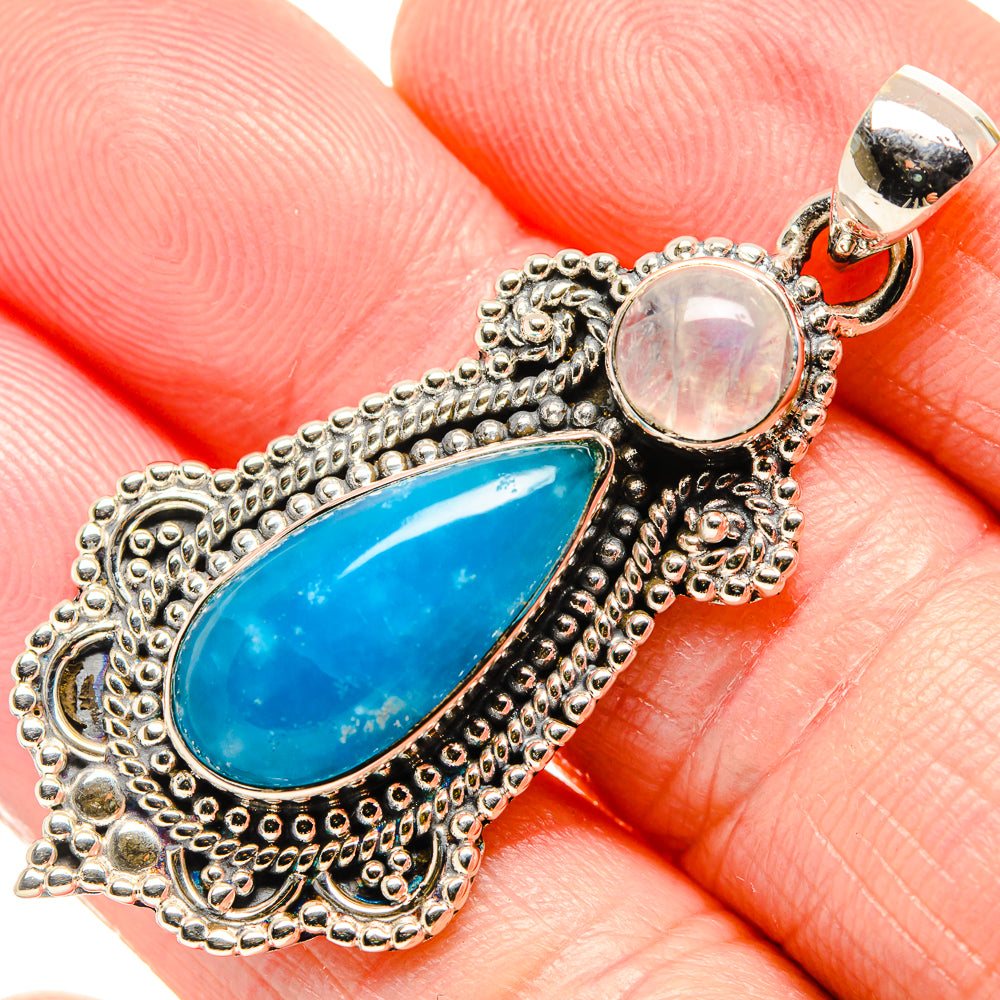 Amazonite, Rainbow Moonstone Pendant 2" (925 Sterling Silver) PD36297
