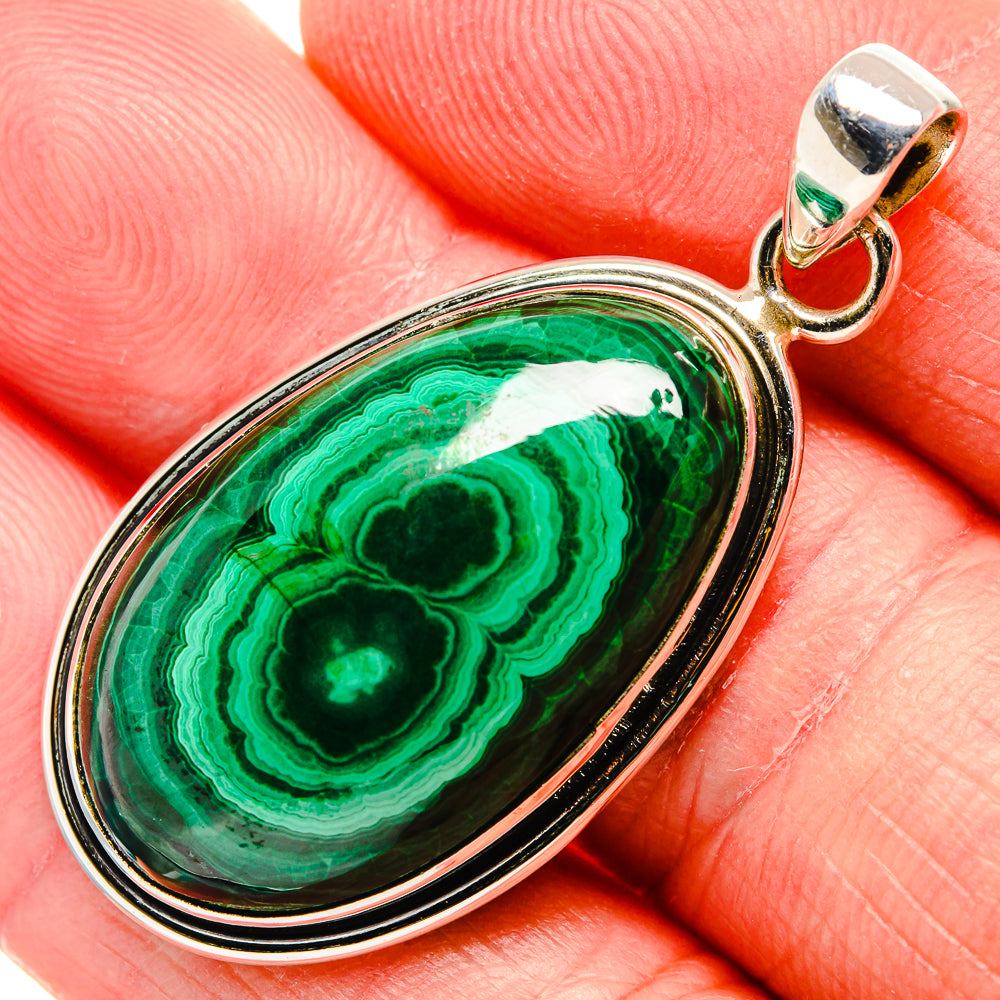 Malachite Pendant 1 3/4"  (925 Sterling Silver) PD36919