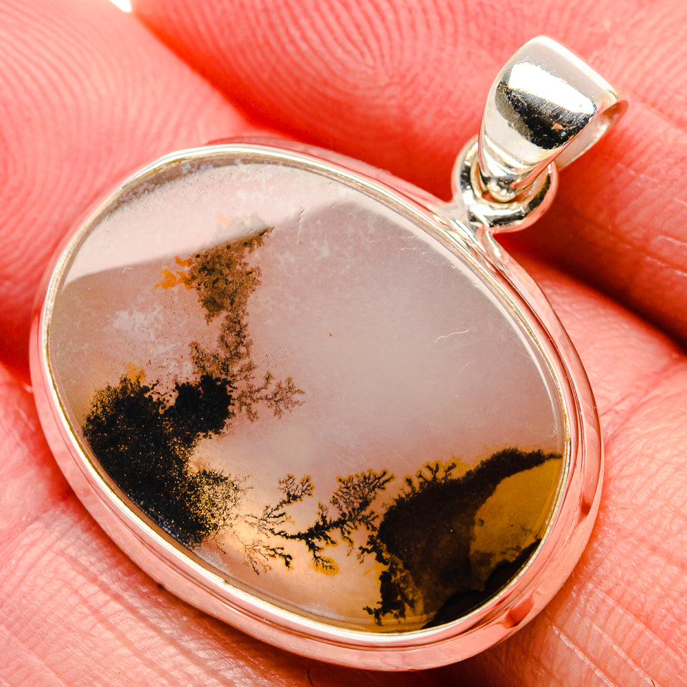Scenic Dendritic Agate Pendant 1 1/4" (925 Sterling Silver) PD37346