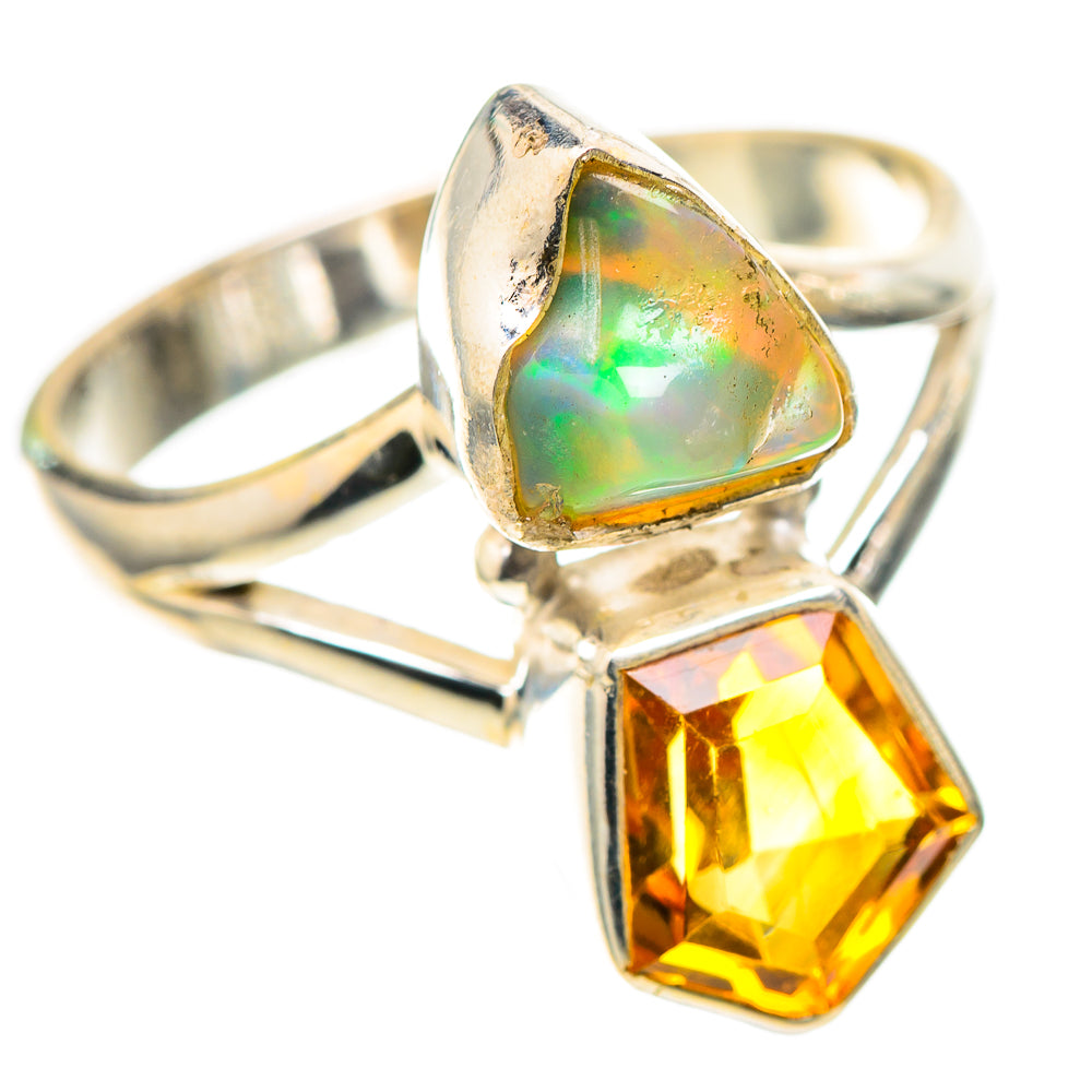 Rough Ethiopian Opal, Citrine 925 Sterling Silver Ring Size 9 (925 Sterling Silver) RING137402