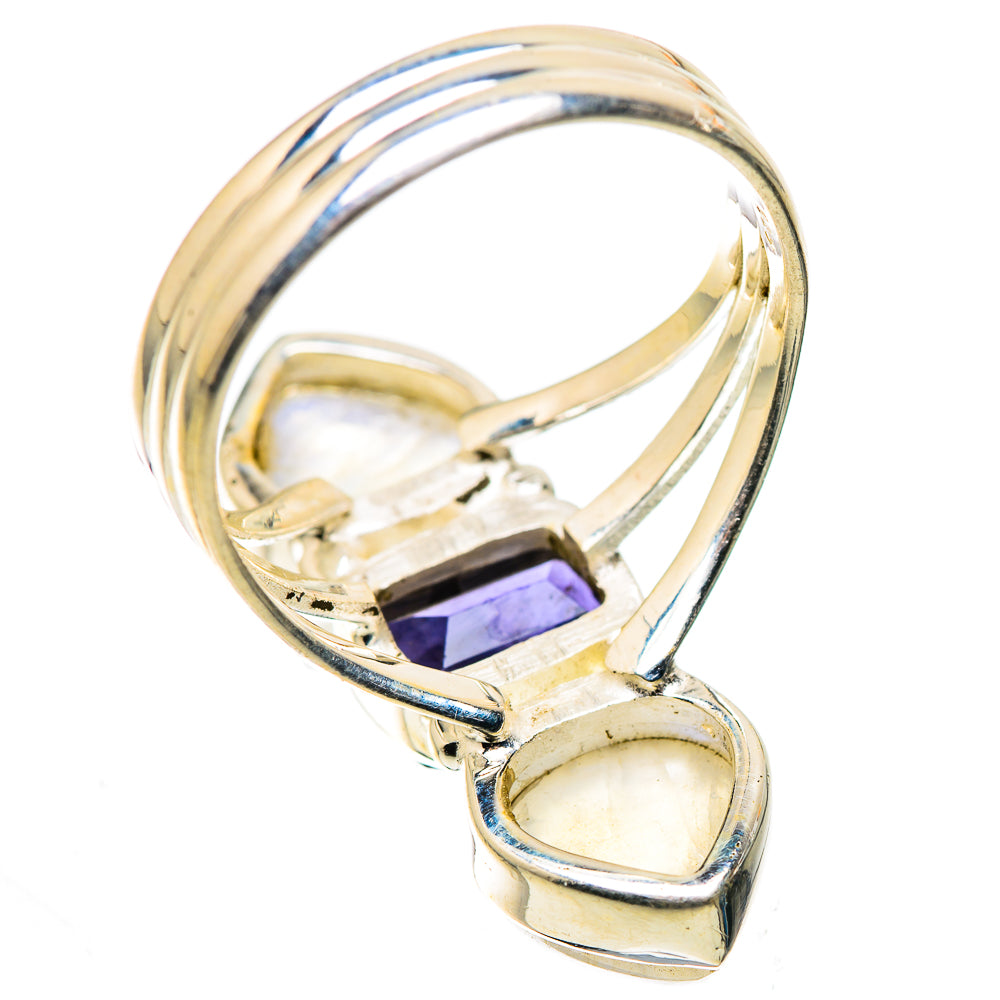 Faceted Tanzanite, Rainbow Moonstone Ring Size 9 (925 Sterling Silver) RING136055
