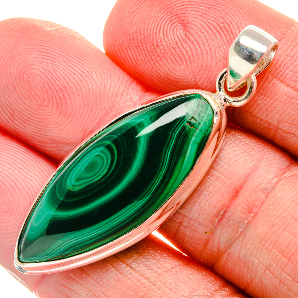 Malachite Pendant 1 7/8" (925 Sterling Silver) PD36989