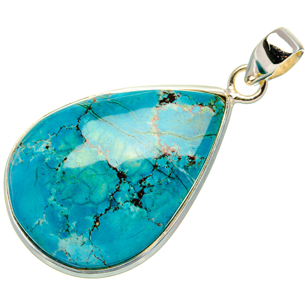 Tibetan Turquoise Pendant 1 7/8" (925 Sterling Silver) PD37058