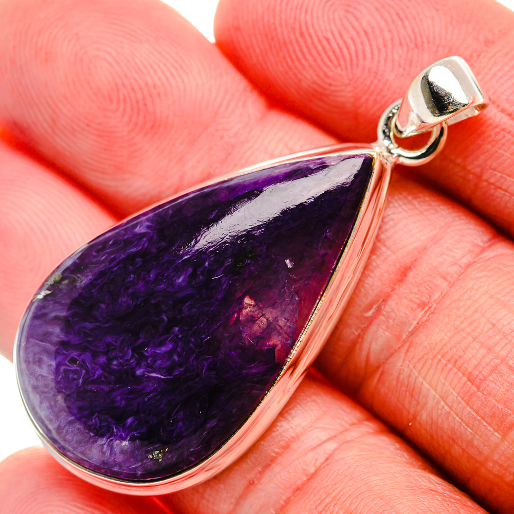 Charoite Pendant 1 7/8" (925 Sterling Silver) PD37518
