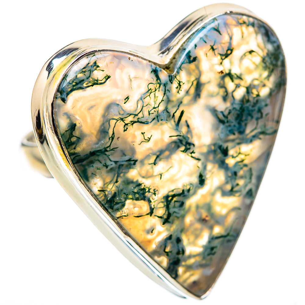 Large Green Moss Agate Ring Size 10 (925 Sterling Silver) RING135908