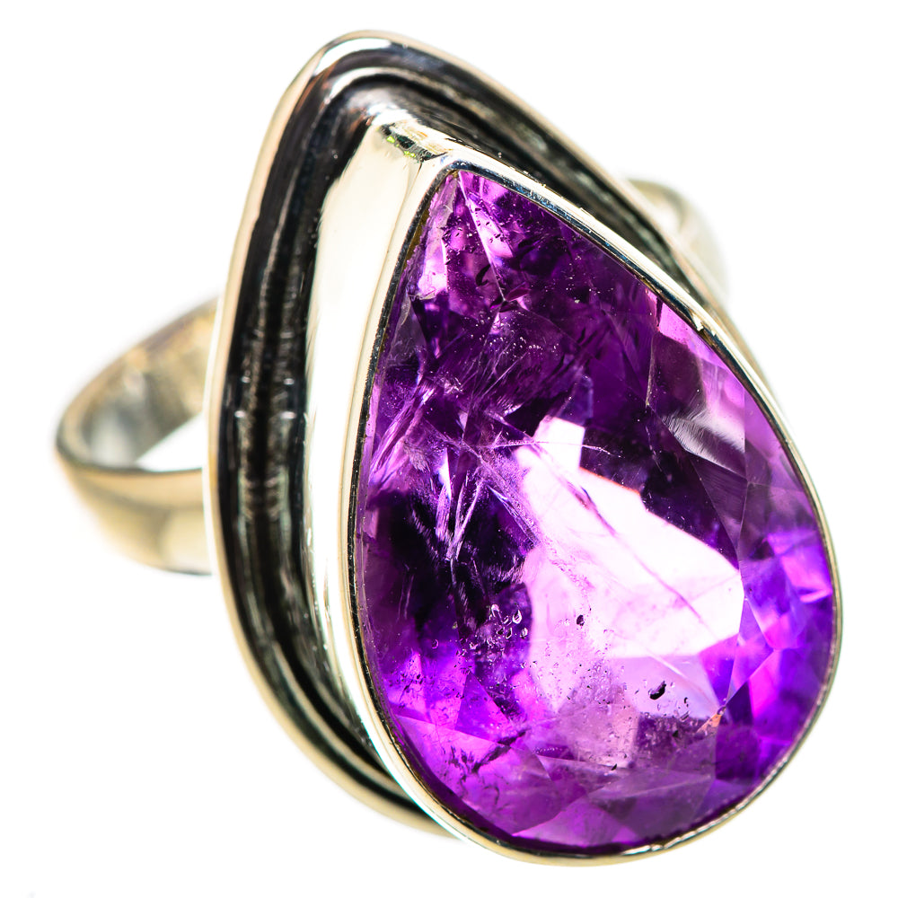 Large Faceted Amethyst Ring Size 8.25 (925 Sterling Silver) RING135780