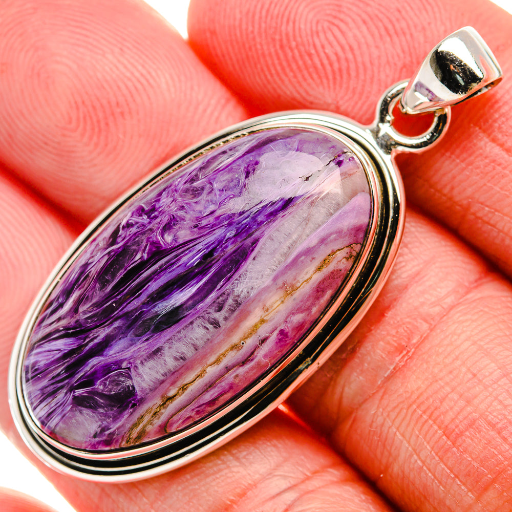 Charoite Pendant 1 7/8" (925 Sterling Silver) PD37517
