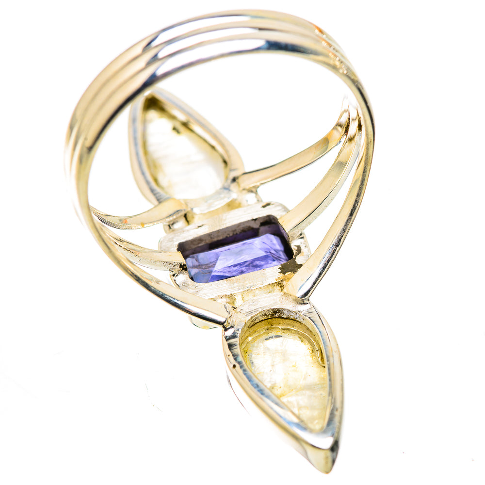 Large Faceted Tanzanite, Rainbow Moonstone Ring Size 10 (925 Sterling Silver) RING135781