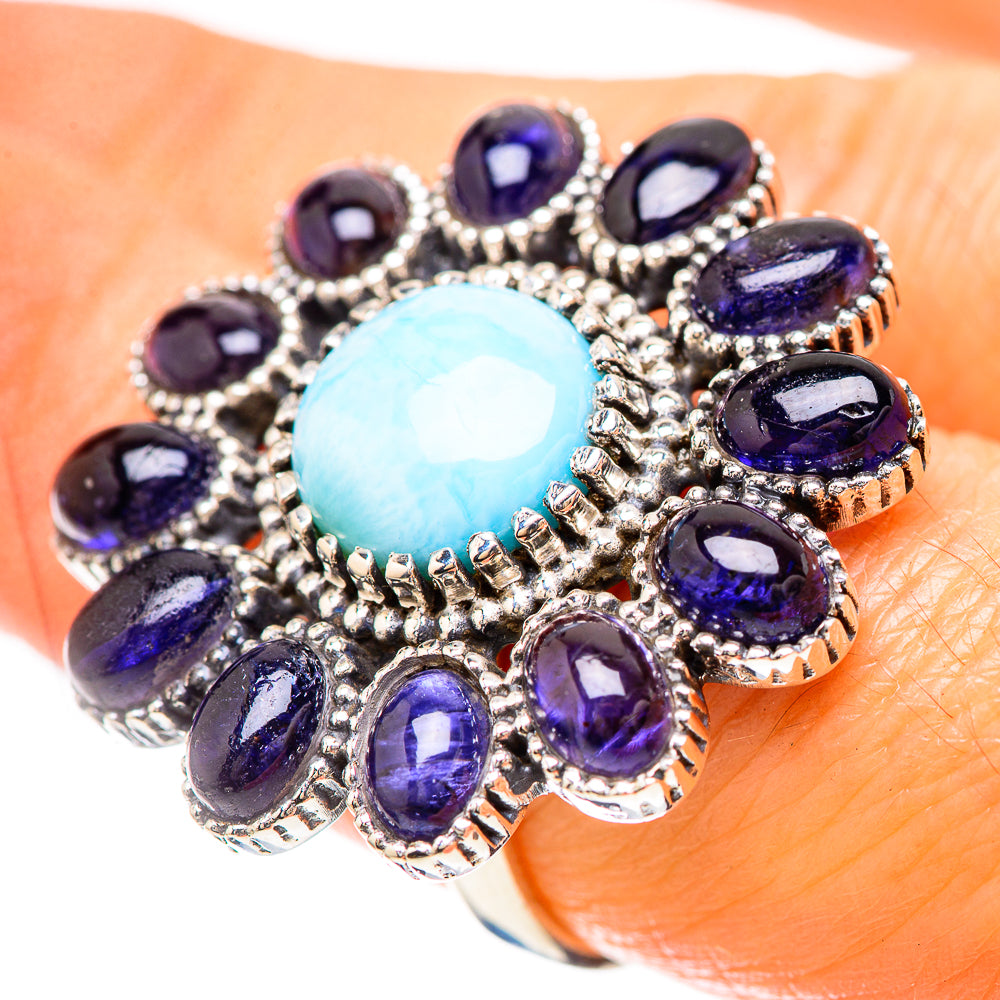 Large Larimar, Tanzanite Ring Size 7.25 (925 Sterling Silver) RING136530