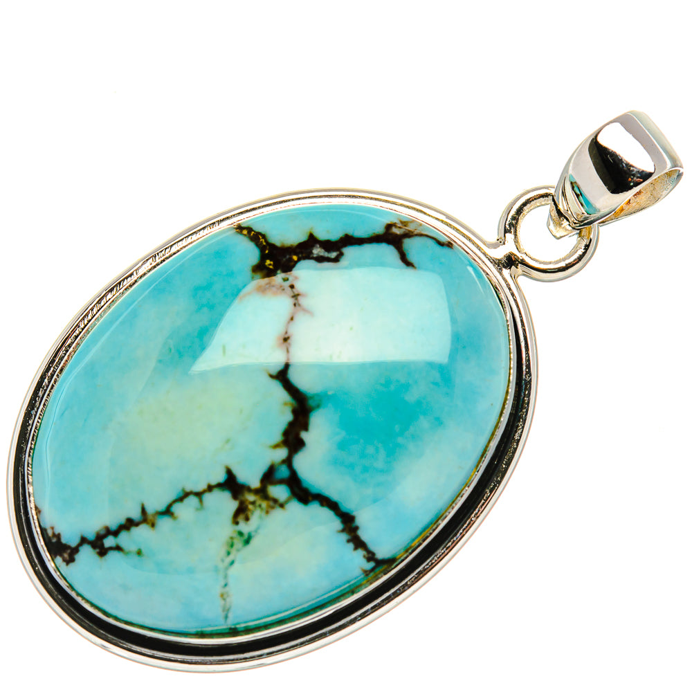 Tibetan Turquoise Pendant 1 3/4" (925 Sterling Silver) PD36984