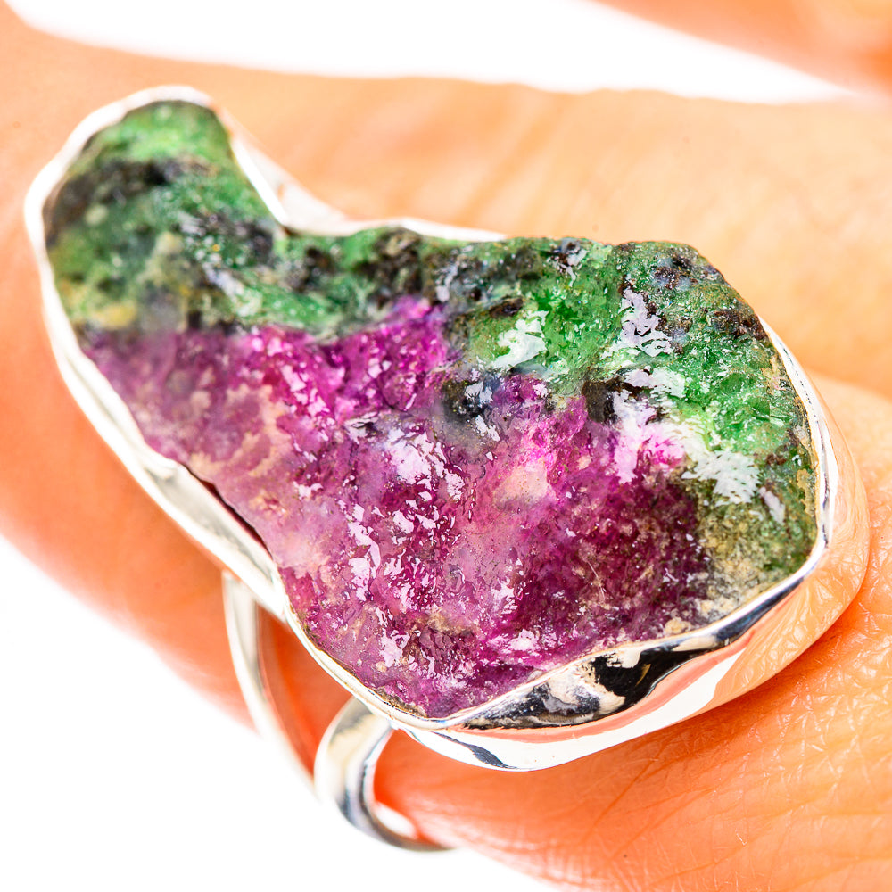 Large Rough Ruby Zoisite Ring Size 8 (925 Sterling Silver) RING136529