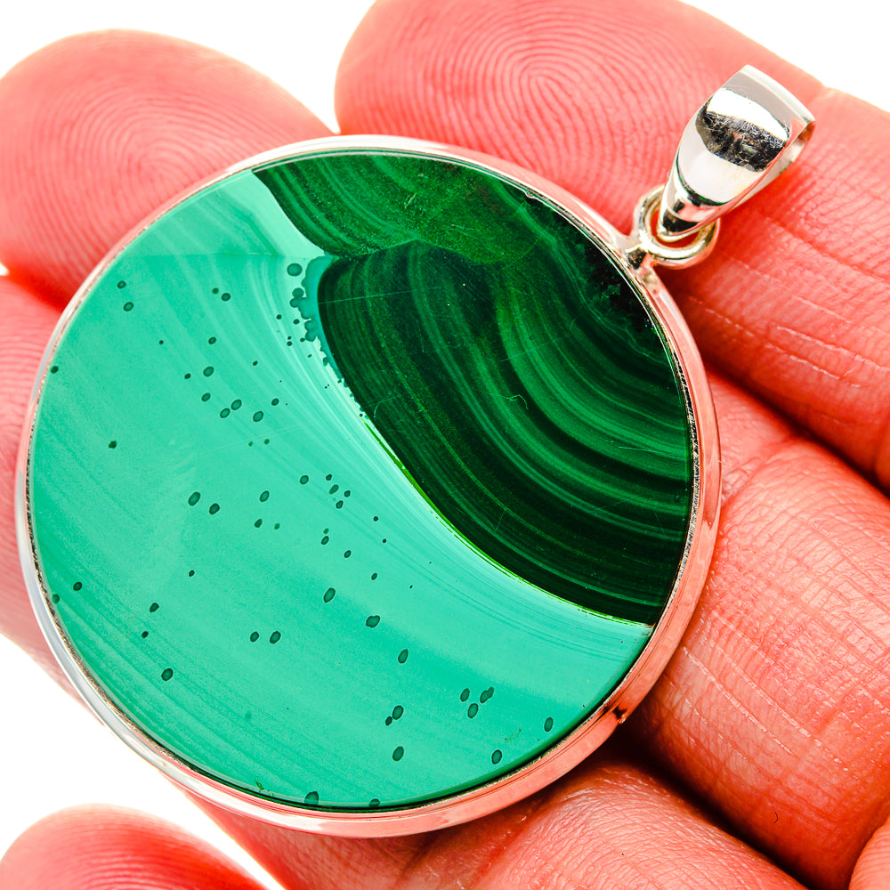 Malachite Pendant 2"  (925 Sterling Silver) PD37166