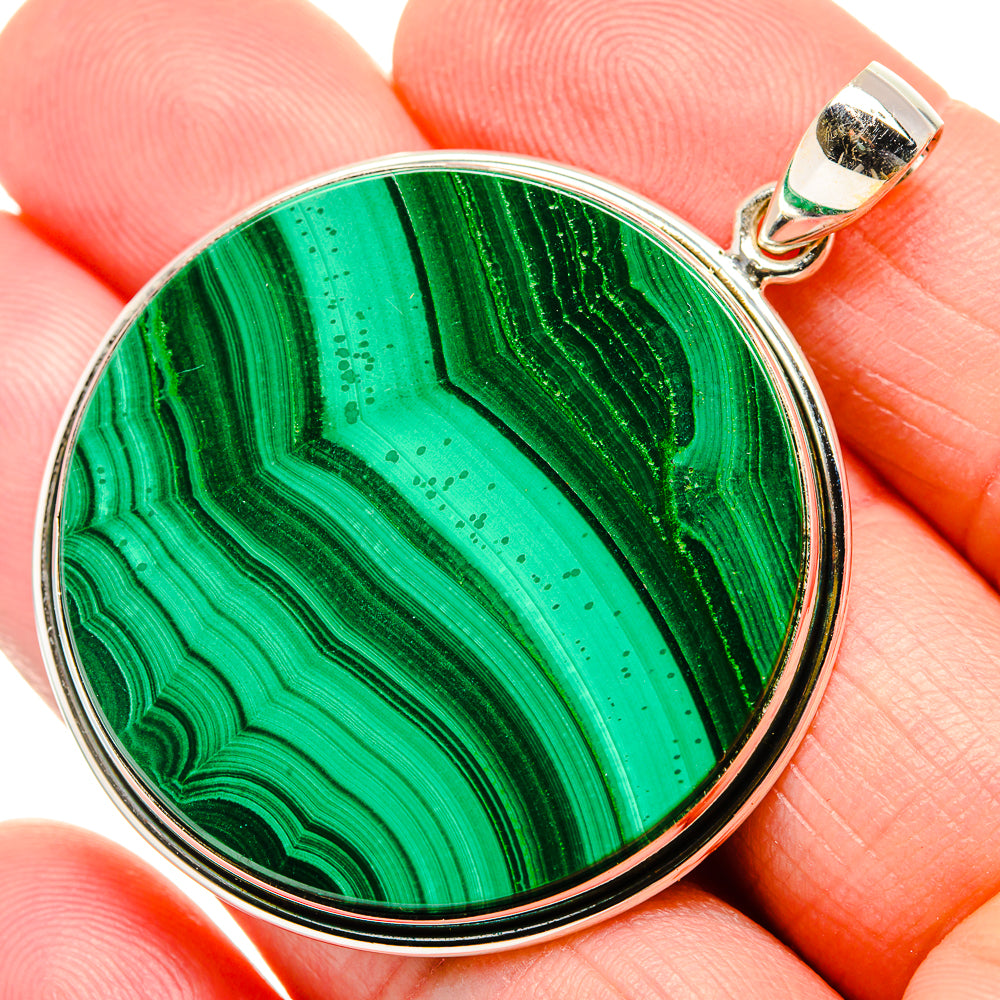 Malachite Pendant 2"  (925 Sterling Silver) PD36944