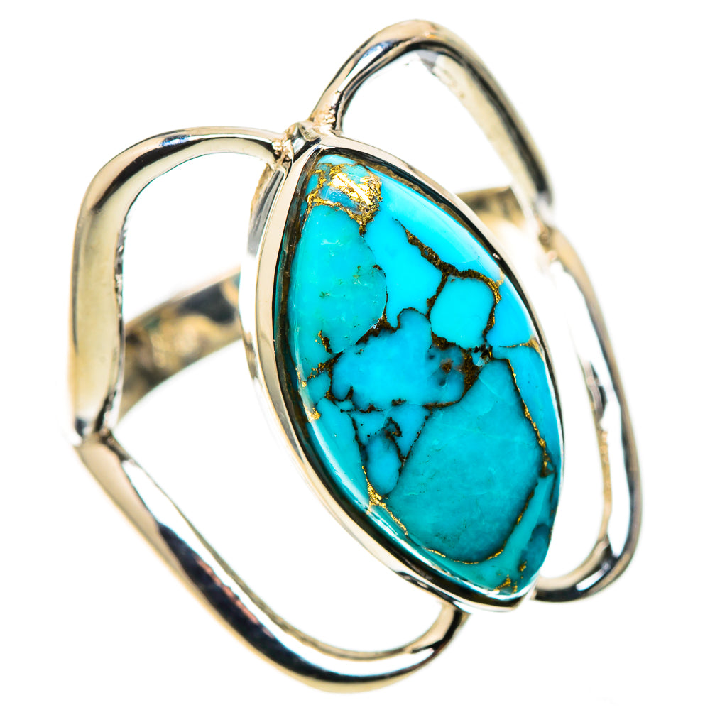 Blue Copper Composite Turquoise 925 Sterling Silver Ring Size 7.25 (925 Sterling Silver) RING137693