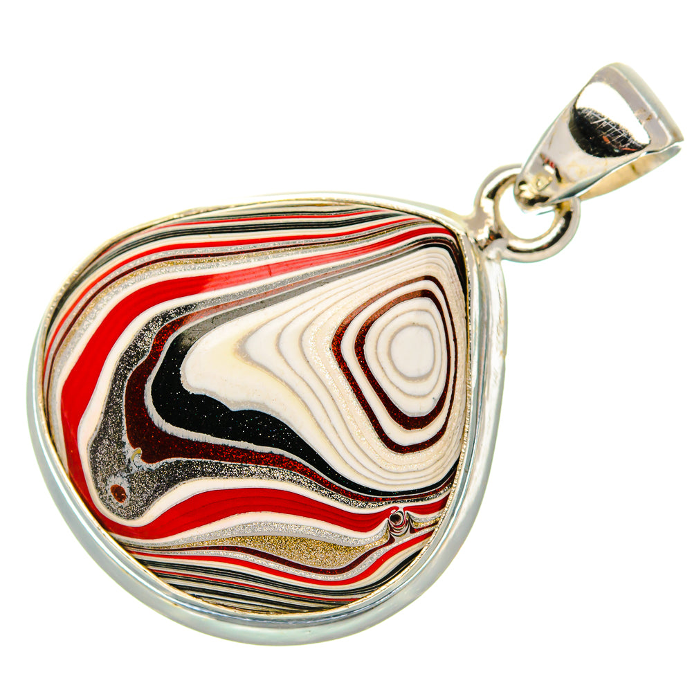 Fordite Pendant 1 3/8"  (925 Sterling Silver) PD37203