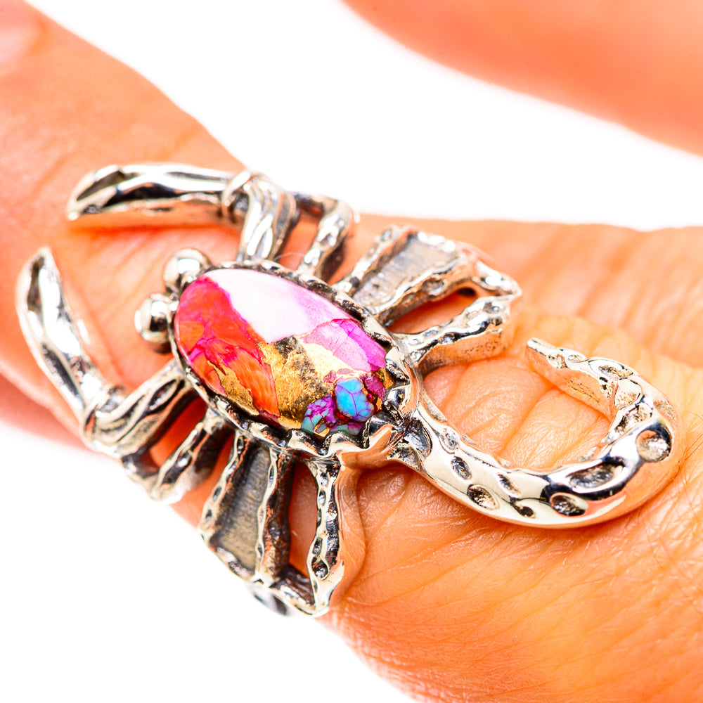 Kingman Pink Dahlia Turquoise Ring Size 6.5 (925 Sterling Silver) RING134909