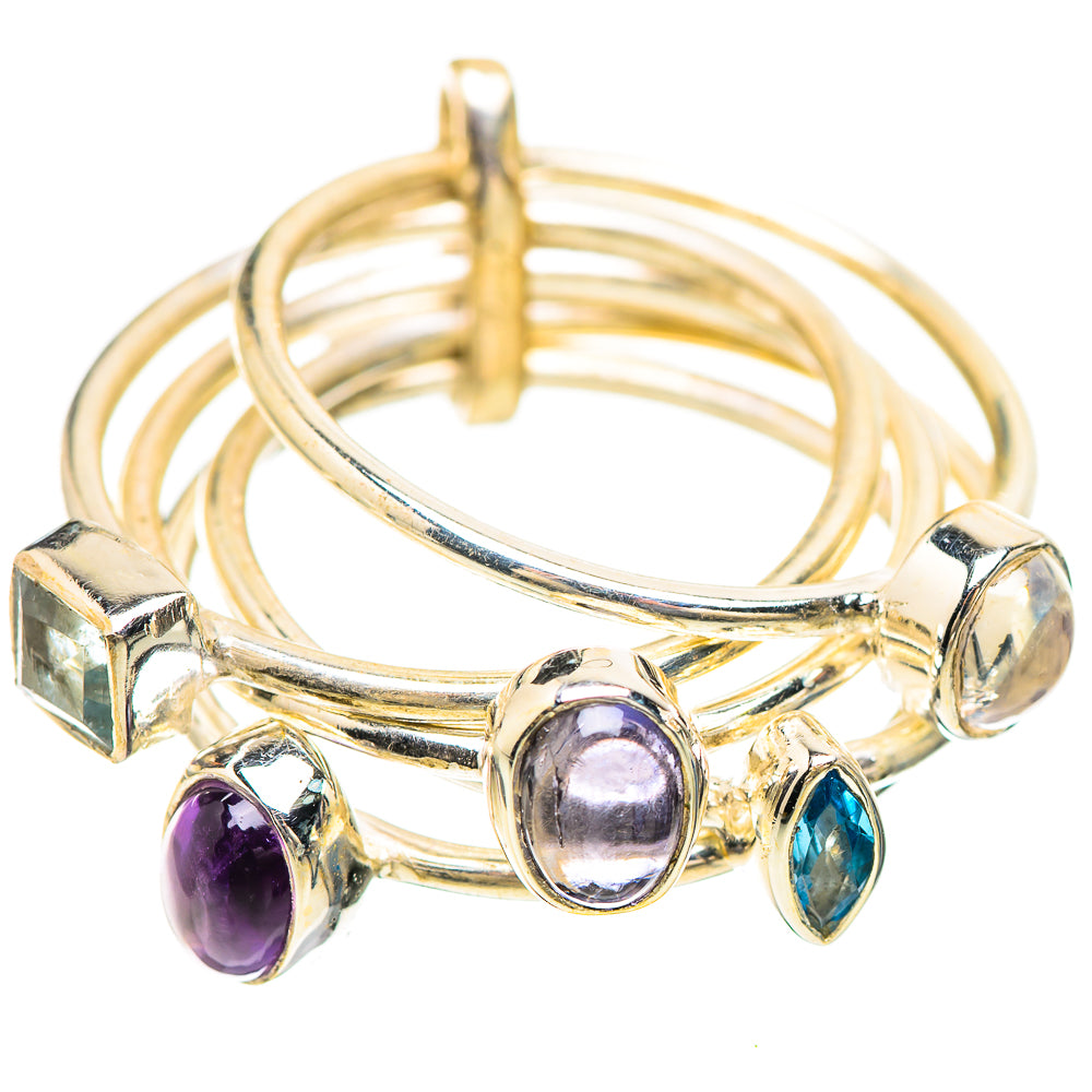 Tanzanite, Amethyst, Blue Topaz, Rainbow Moonstone Ring Size 7 (925 Sterling Silver) RING136502