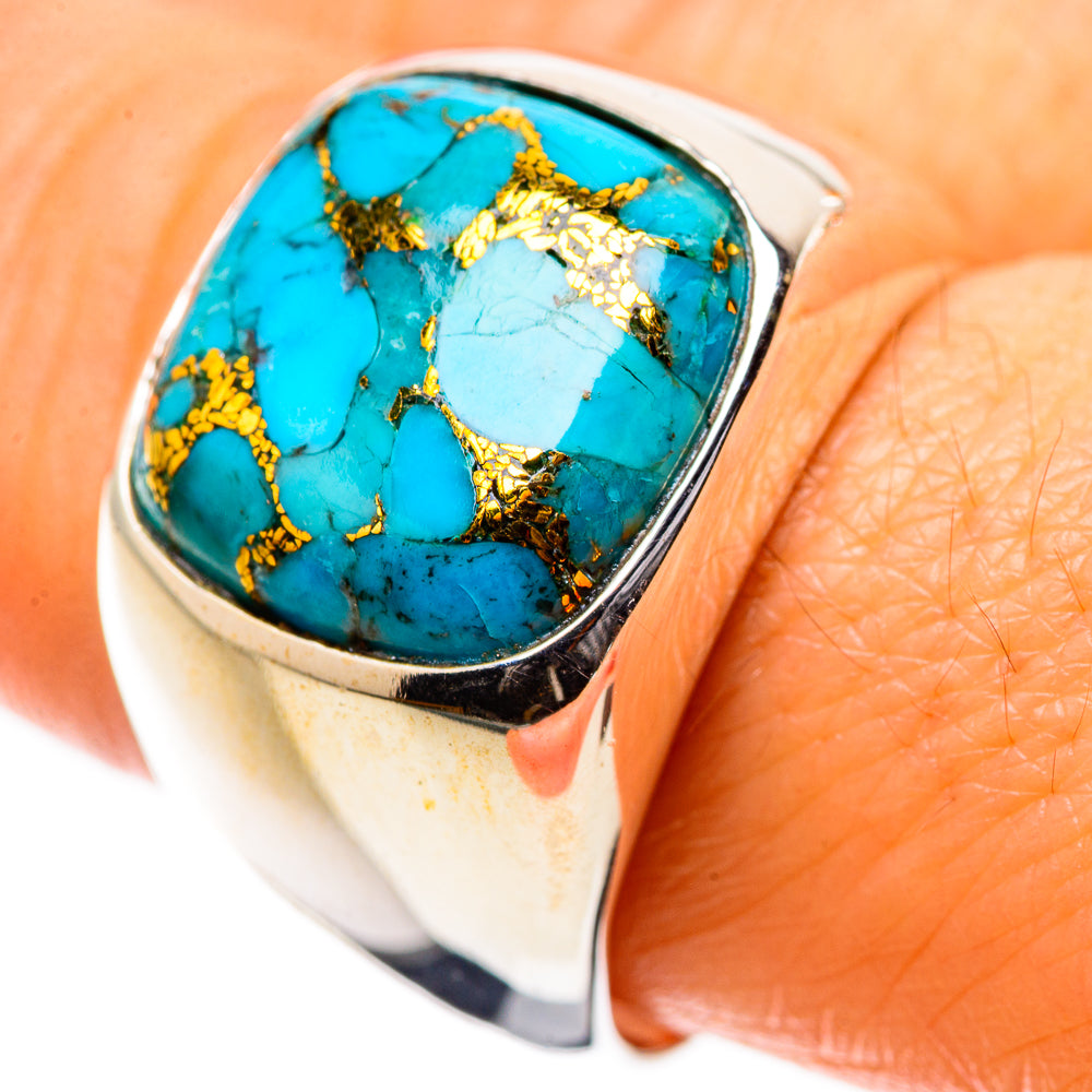 Anasilvercos Blue Copper Composite Turquoise Ring Size 9 (925 Sterling Silver)