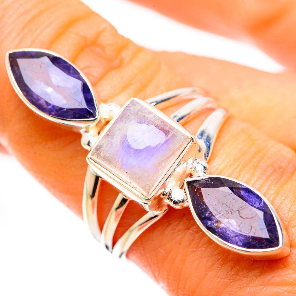 Anasilvercos Rainbow Moonstone, Tanzanite Ring Size 8.25 (925 Sterling Silver)