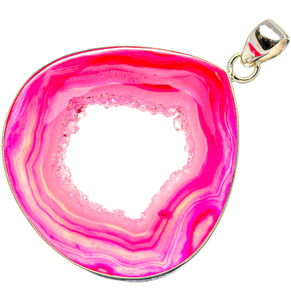 Pink Window Druzy Pendant 2 1/4" (925 Sterling Silver) PD37154