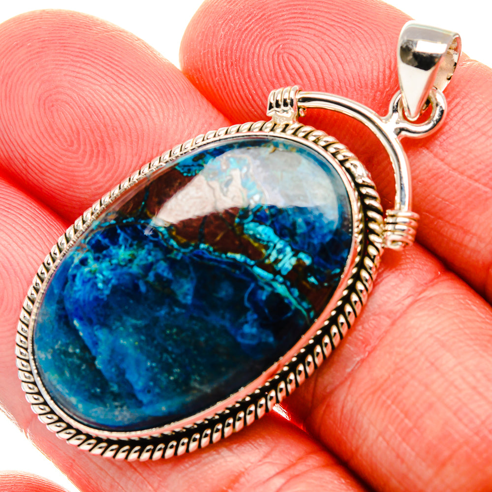 Shattuckite 925 Sterling Silver Pendant 2" Ana Co P37043