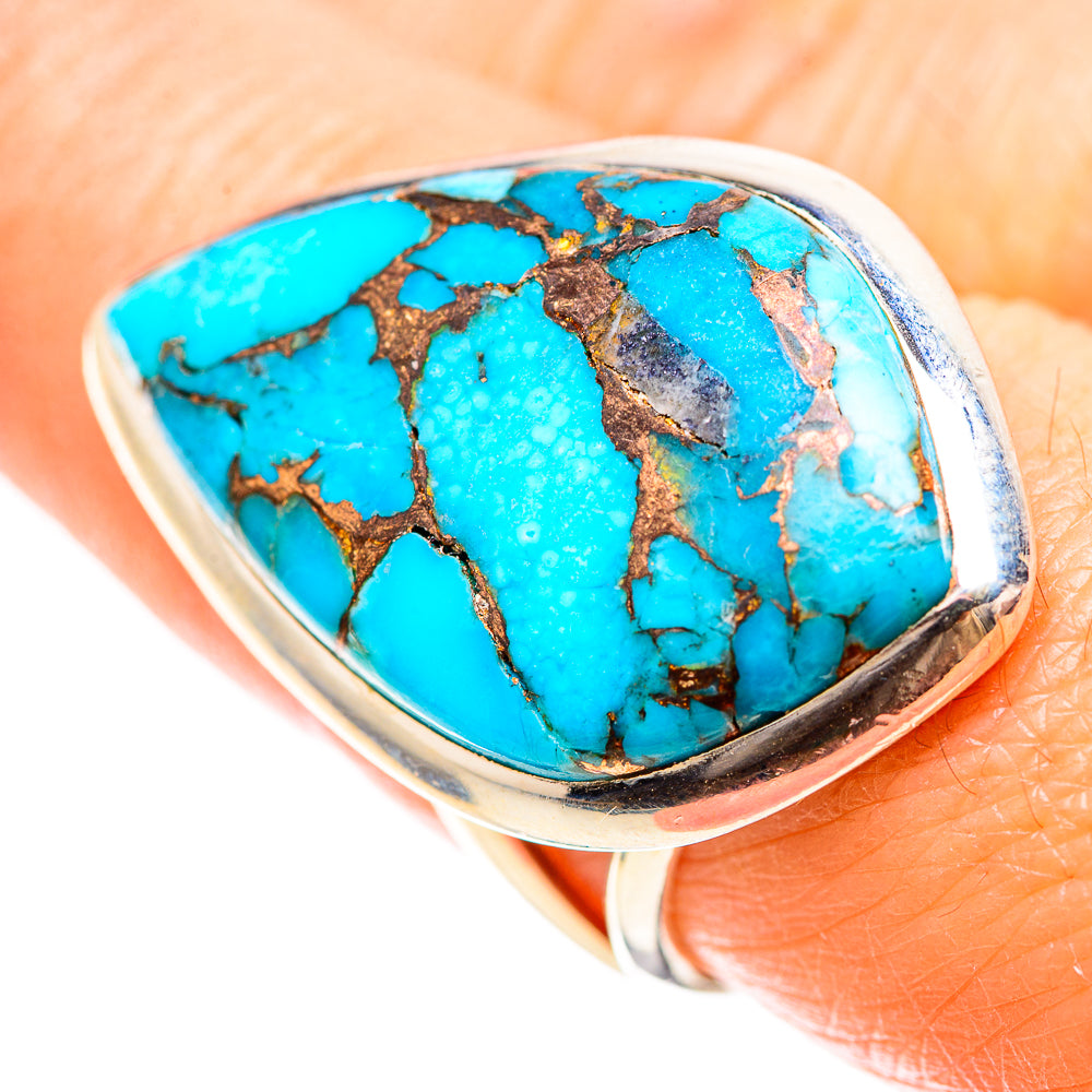 Blue Copper Composite Turquoise Ring Size 8 (925 Sterling Silver) RING136231