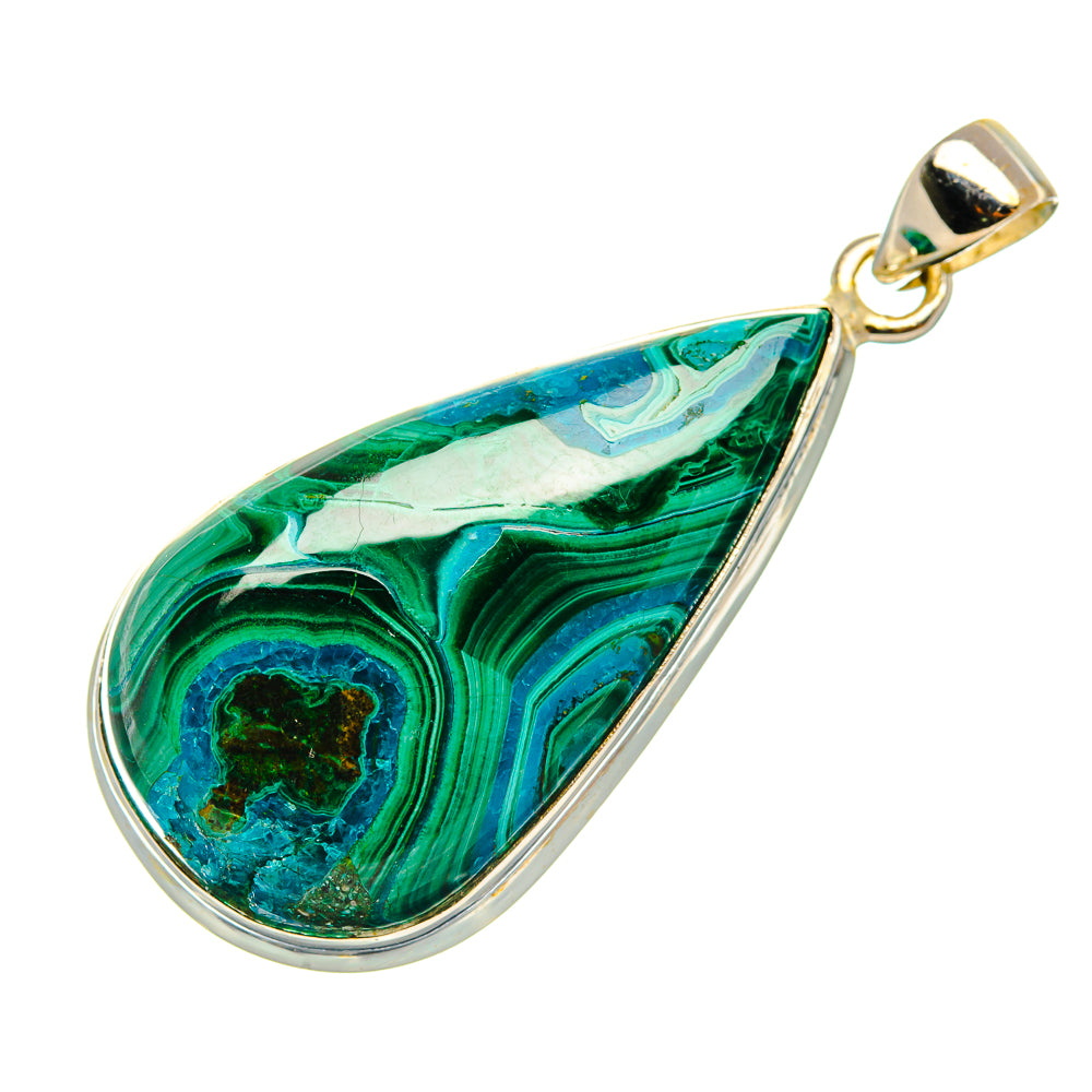 Malachite Pendant 1 7/8" (925 Sterling Silver) PD37404