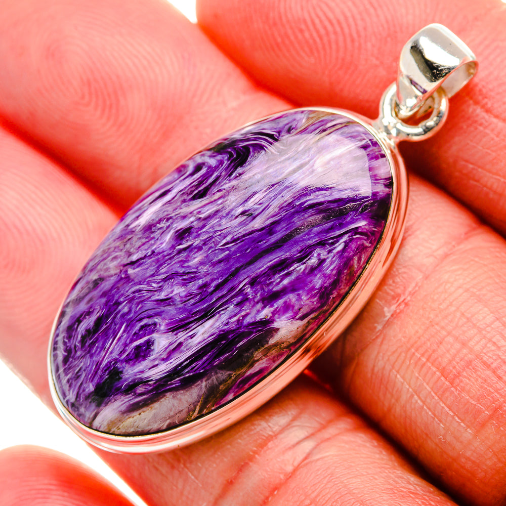 Charoite Pendant 1 7/8" (925 Sterling Silver) PD37465