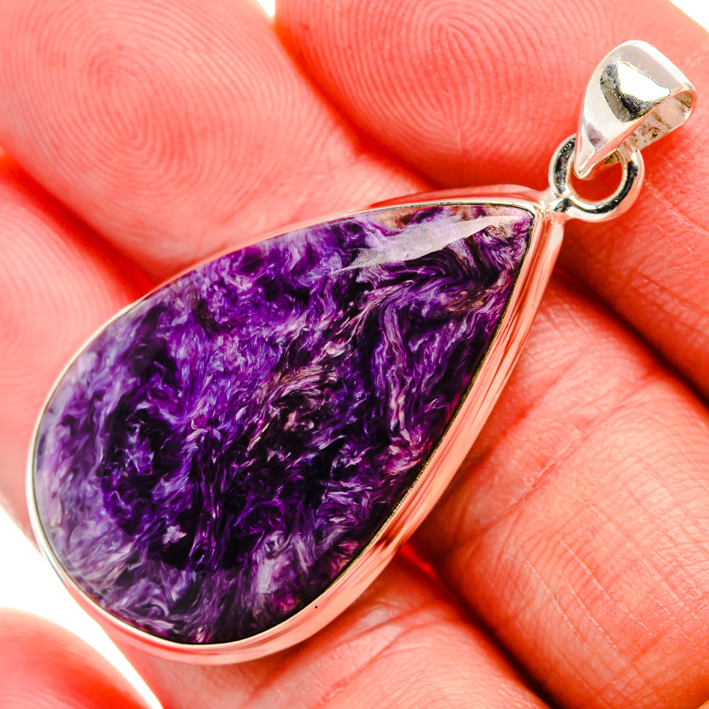 Charoite Pendant 1 7/8" (925 Sterling Silver) PD37414